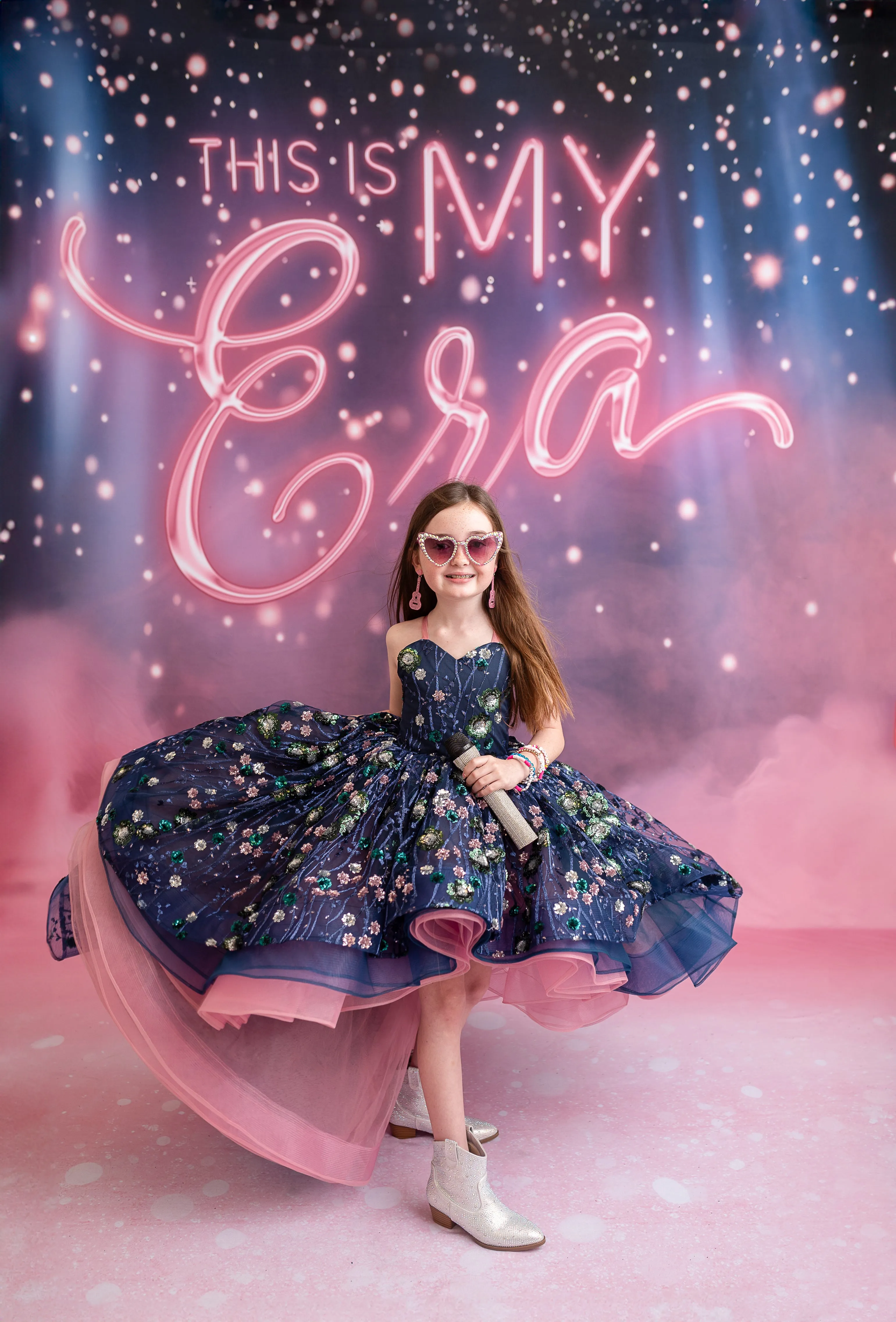 "Midnight Garden" - High Low Length Dress   cape ( 7 Year - Petite 9 Year)