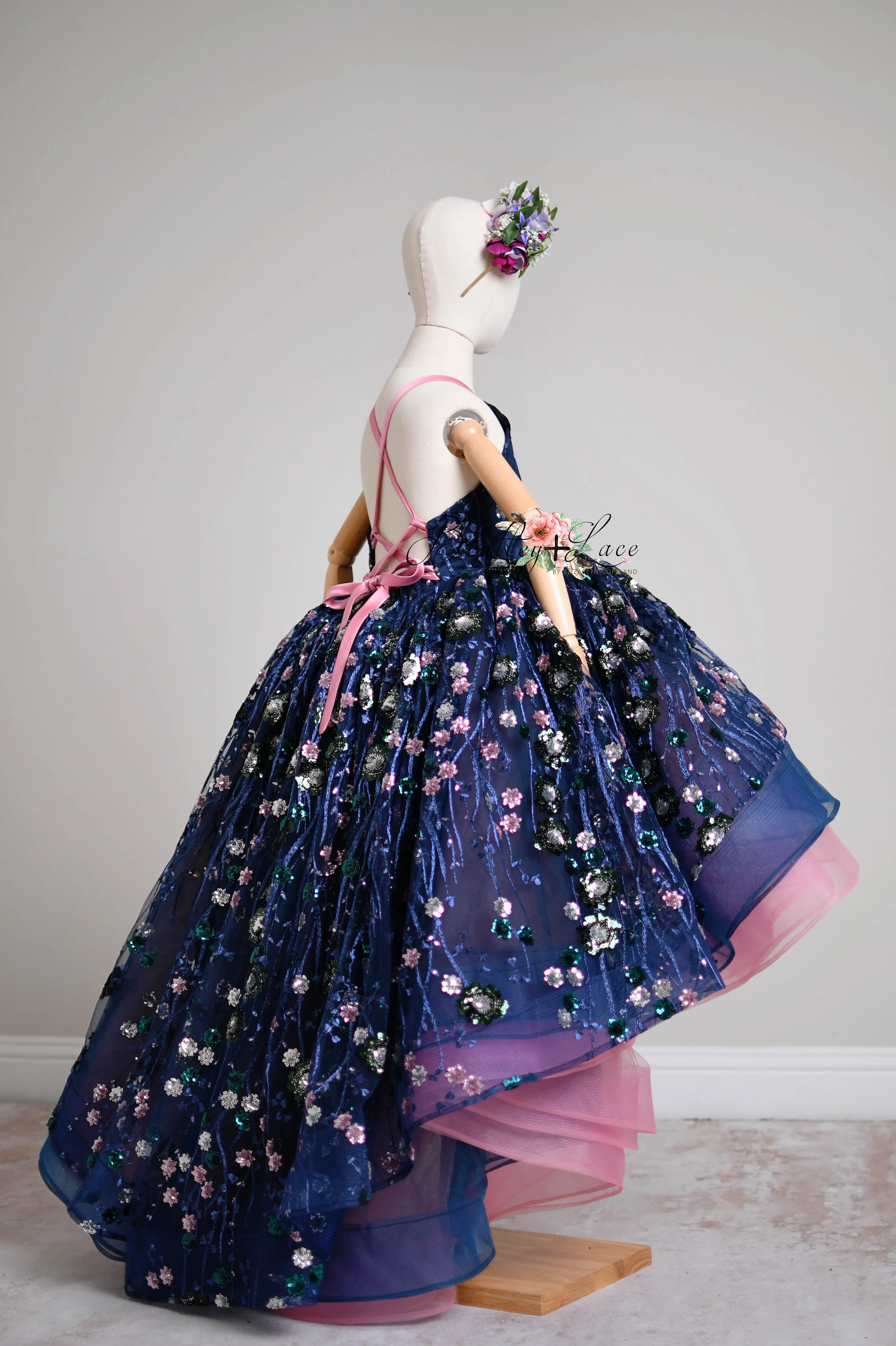 "Midnight Garden" - High Low Length Dress   cape ( 7 Year - Petite 9 Year)