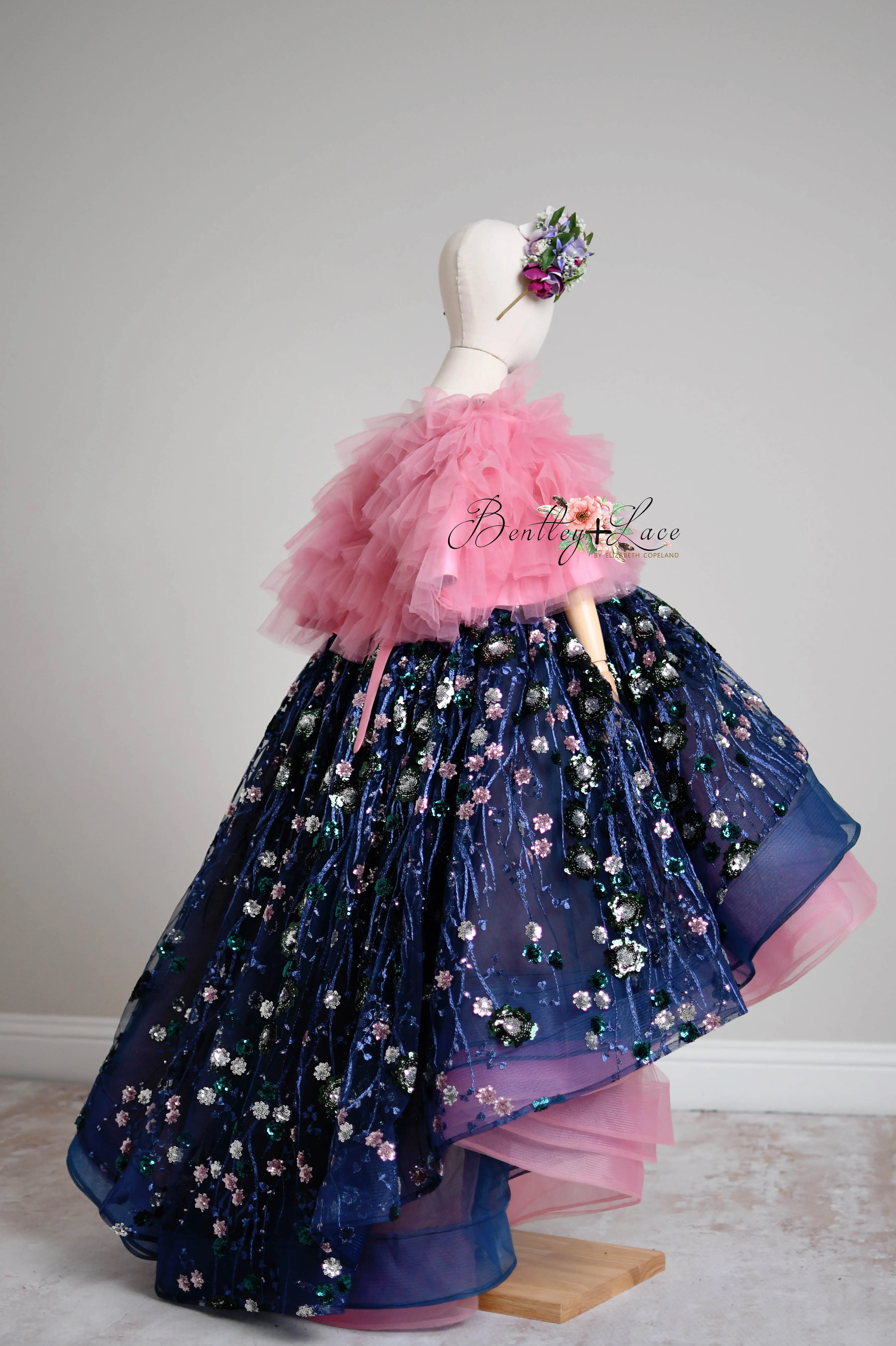 "Midnight Garden" - High Low Length Dress   cape ( 7 Year - Petite 9 Year)