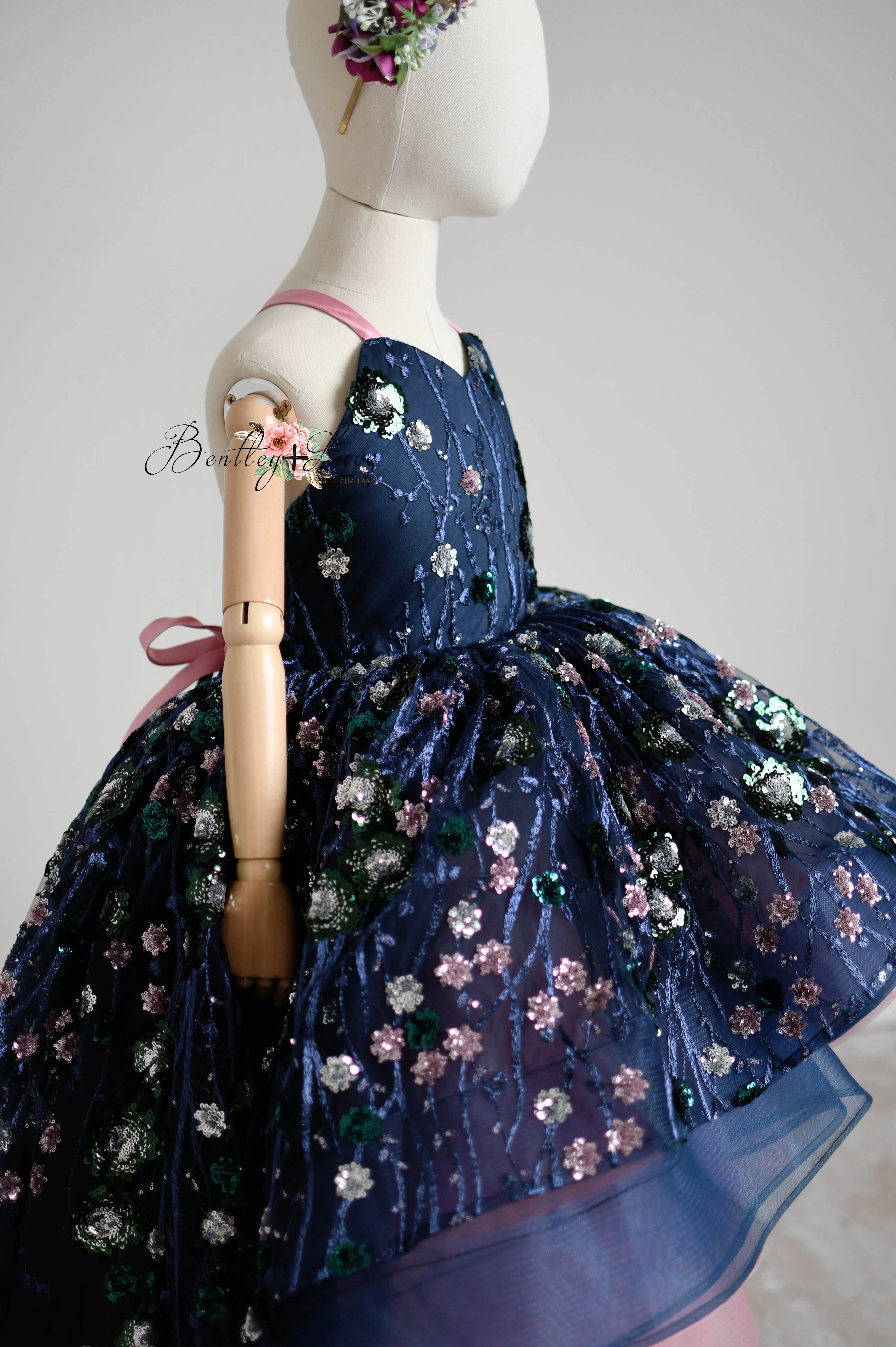 "Midnight Garden" - High Low Length Dress   cape ( 7 Year - Petite 9 Year)
