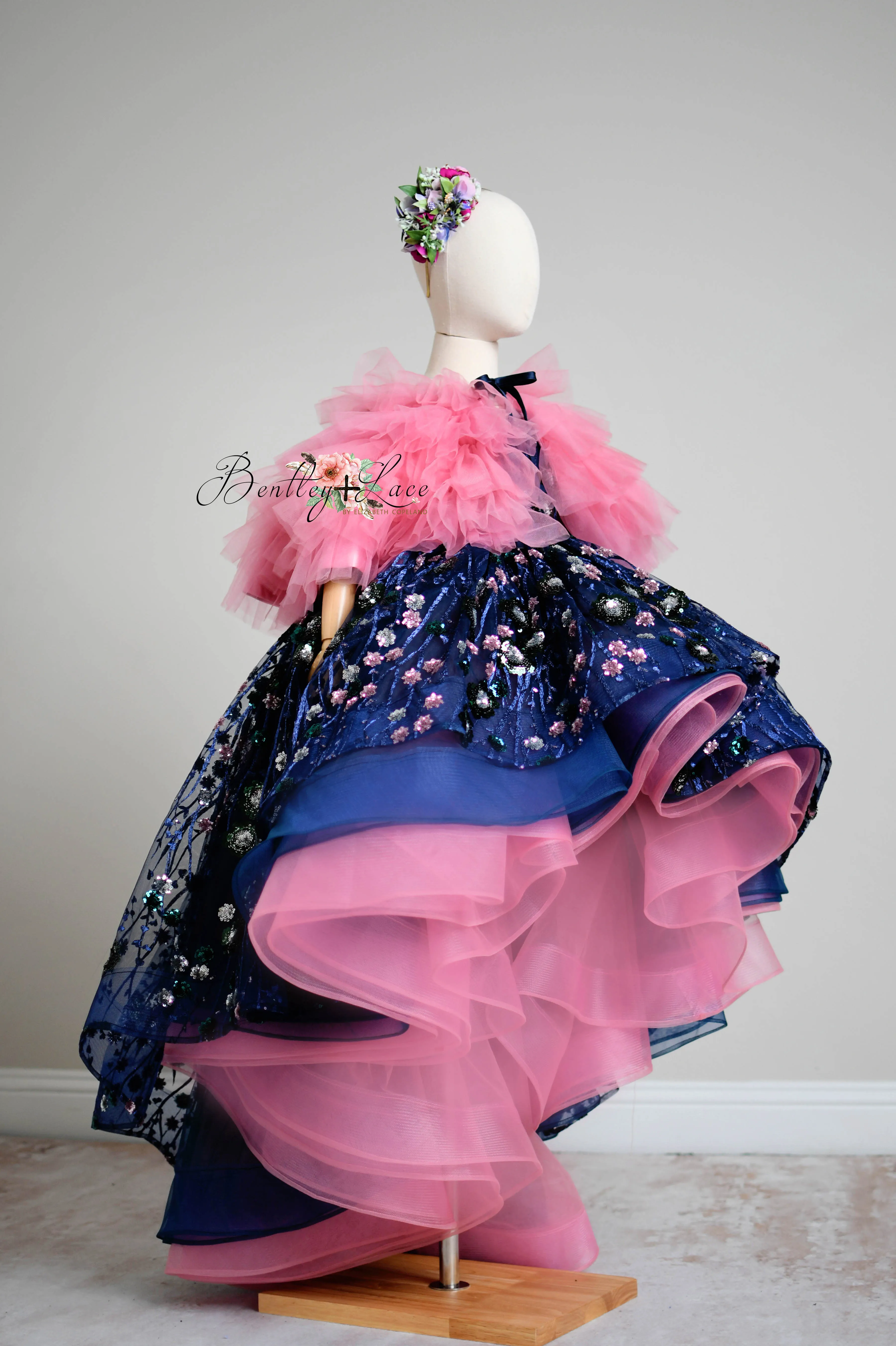 "Midnight Garden" - High Low Length Dress   cape ( 7 Year - Petite 9 Year)