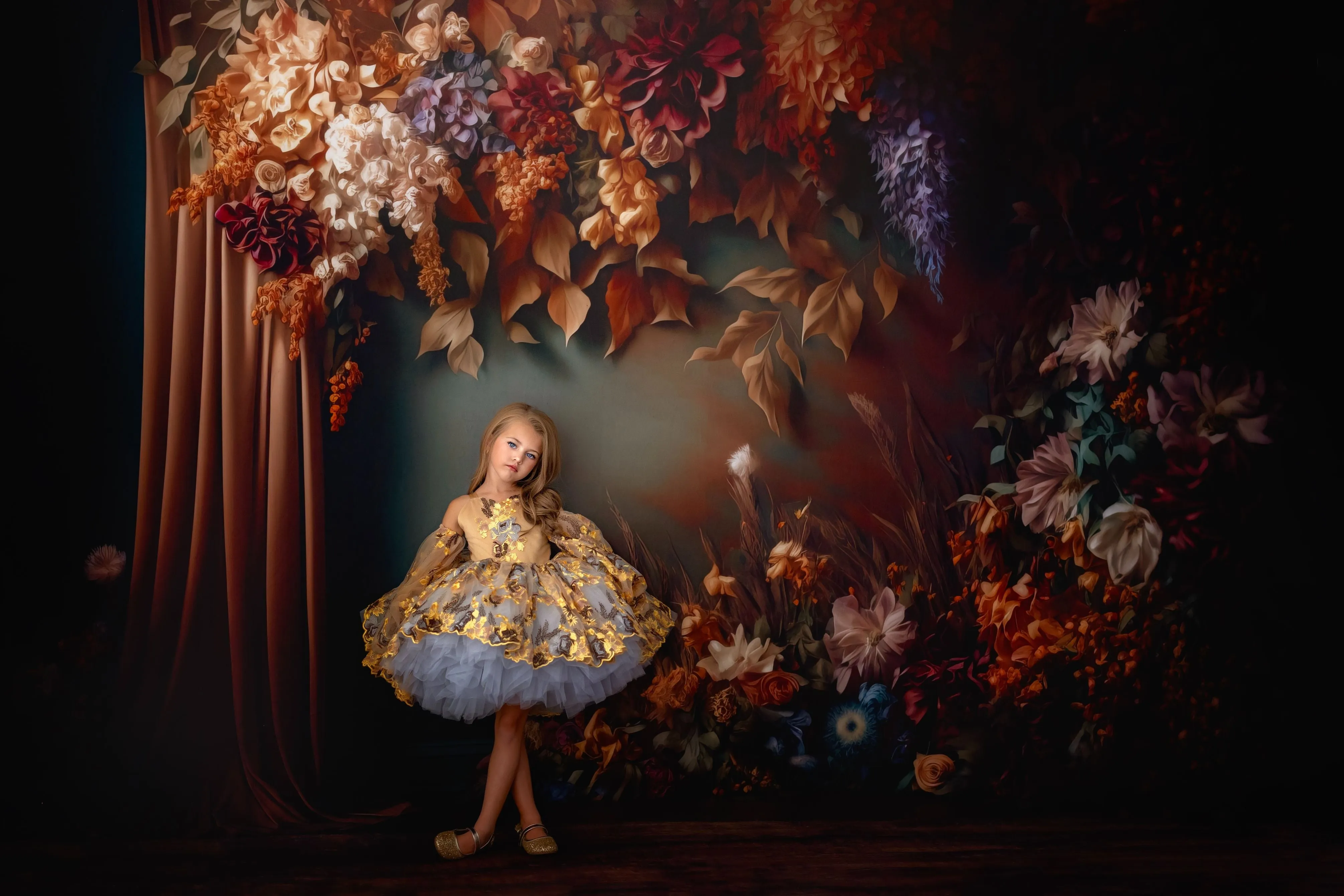 "Thistle"  Detachable Sleeves Petal Length Dress ( 6 Year - Petite 7 Year)