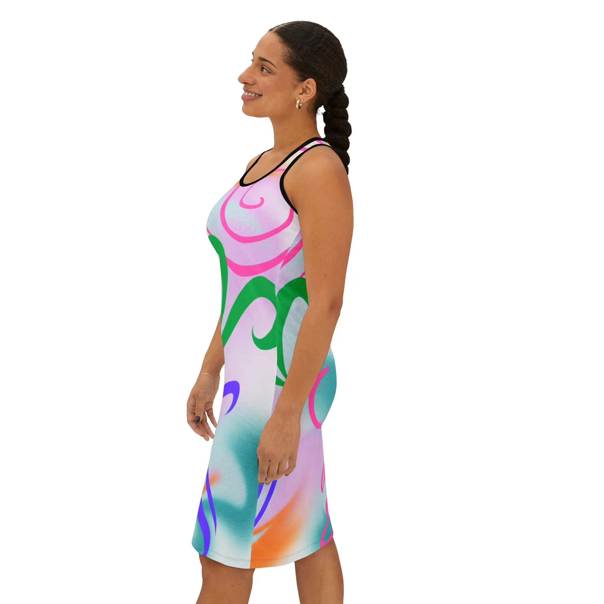 Racerback Dress - Colorful Swirl Pattern Design