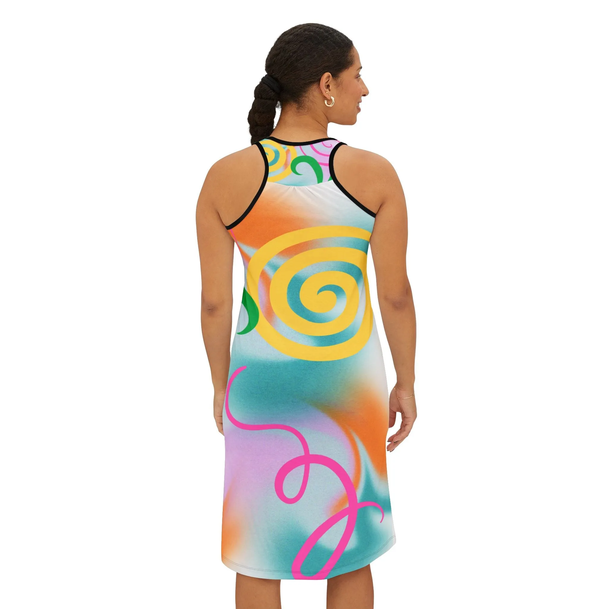 Racerback Dress - Colorful Swirl Pattern Design