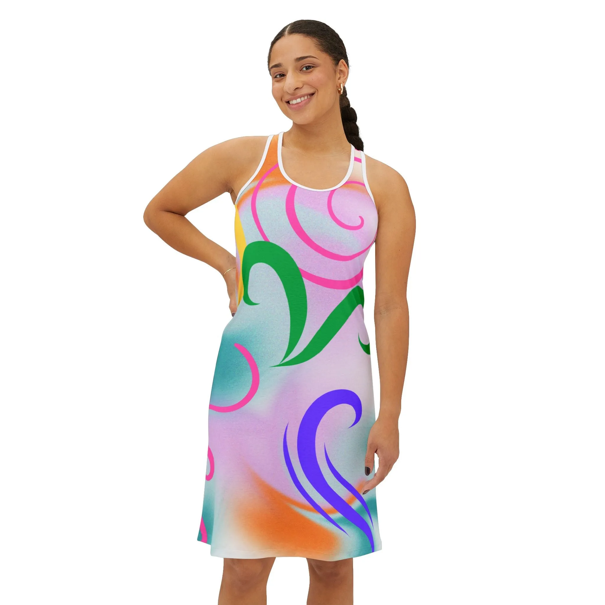Racerback Dress - Colorful Swirl Pattern Design