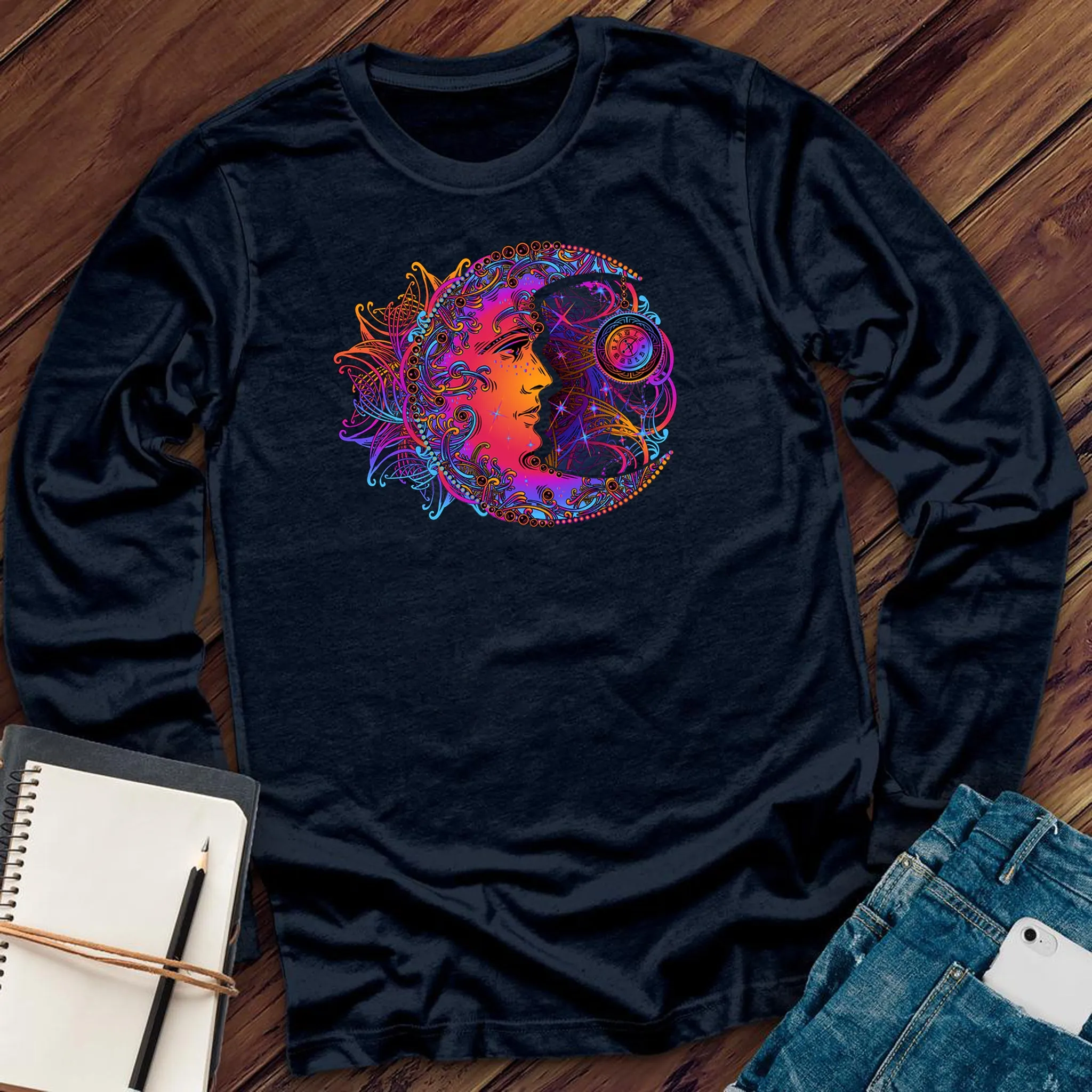 Rainbow Moon Clock Long Sleeve