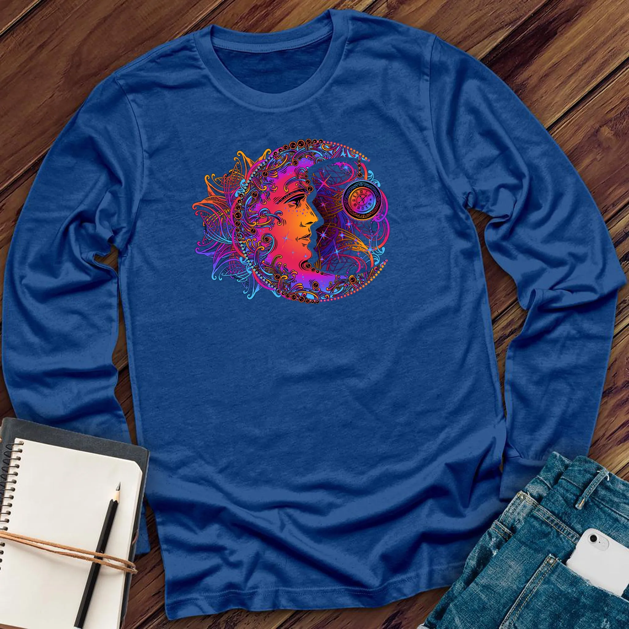 Rainbow Moon Clock Long Sleeve