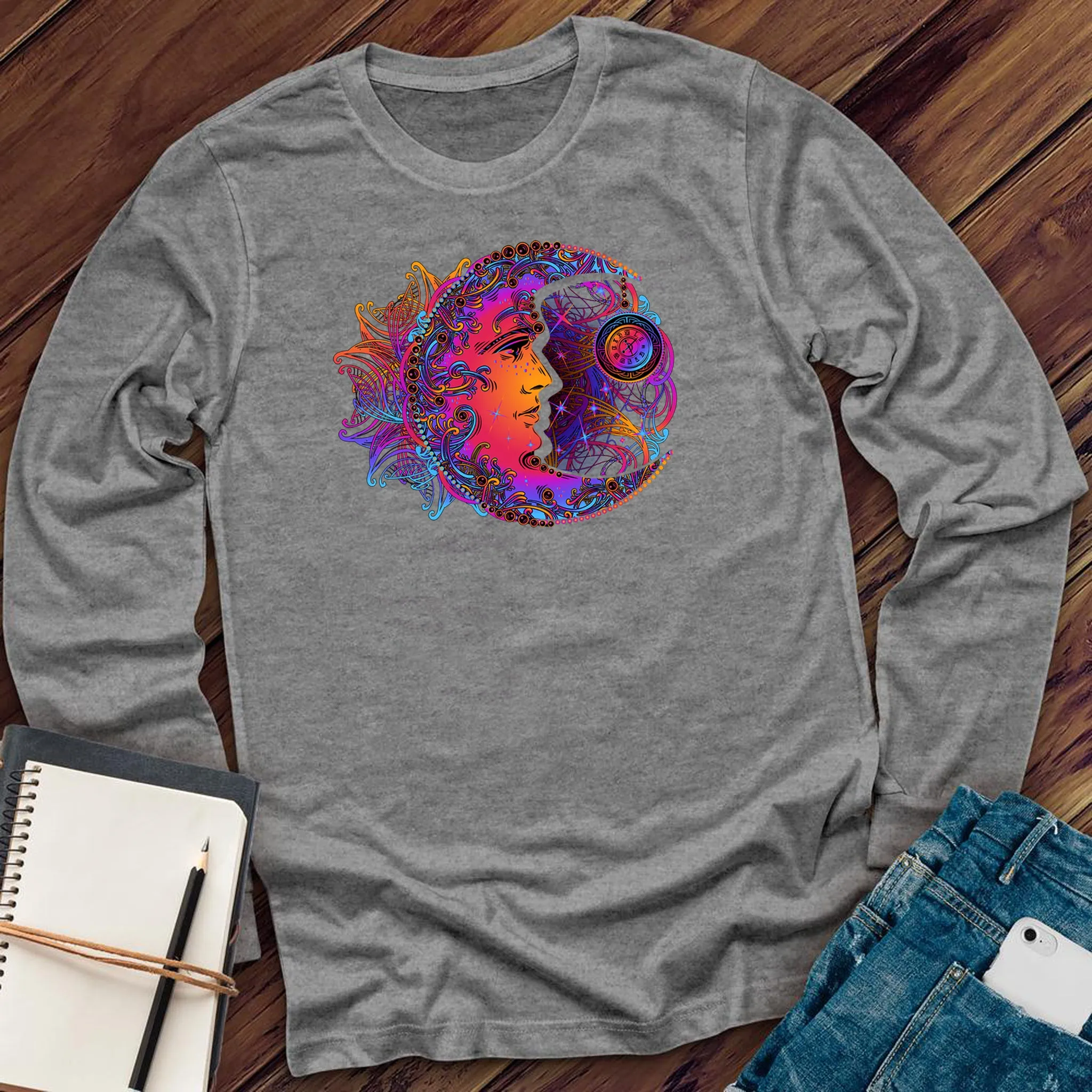 Rainbow Moon Clock Long Sleeve