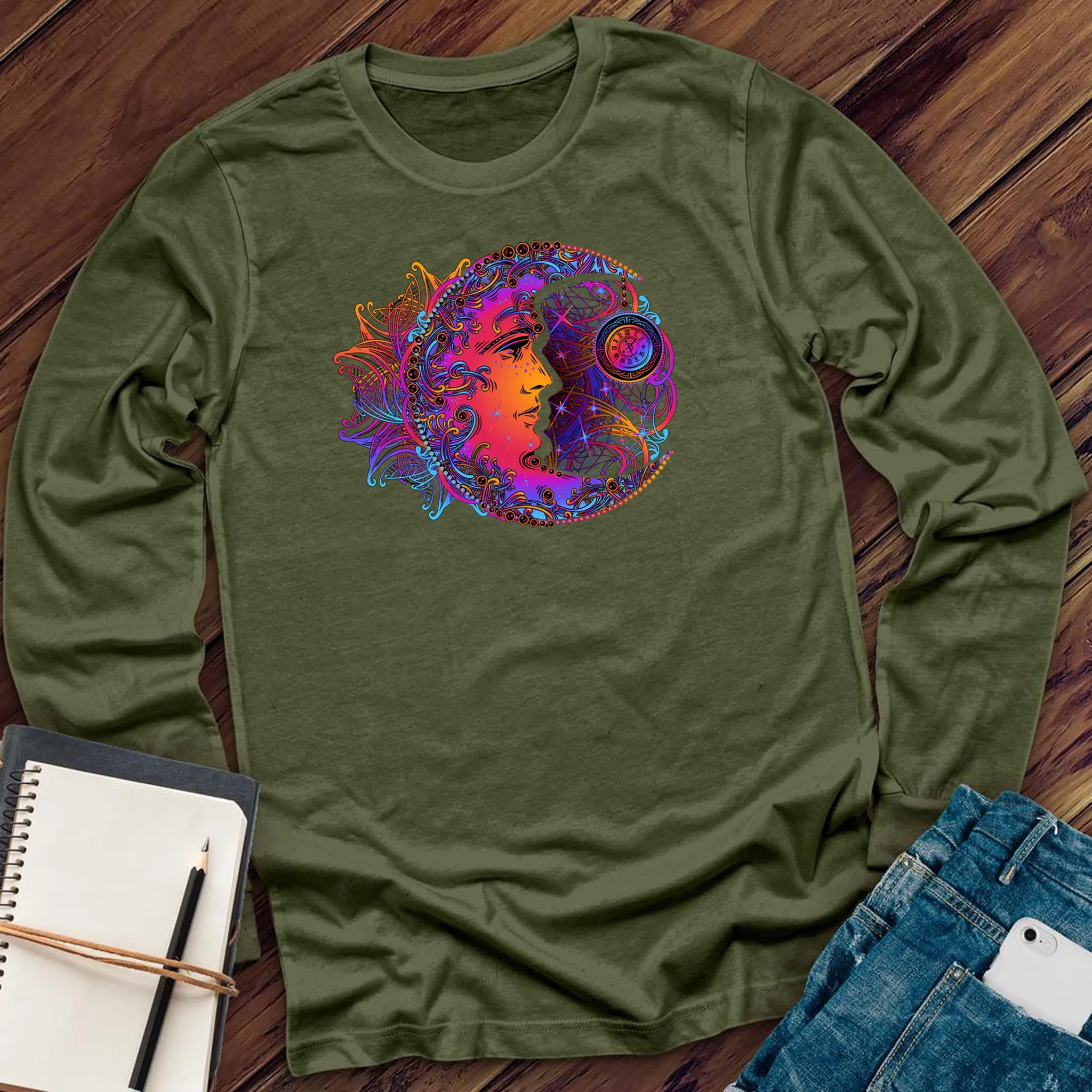 Rainbow Moon Clock Long Sleeve