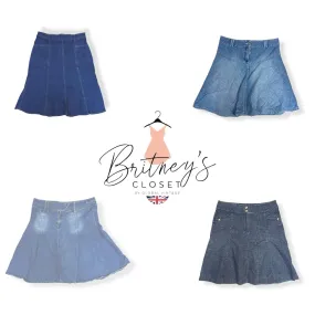 Retro Millennial Blues Denim Midi Skirts - 15 Pieces ( BC-11-39 )