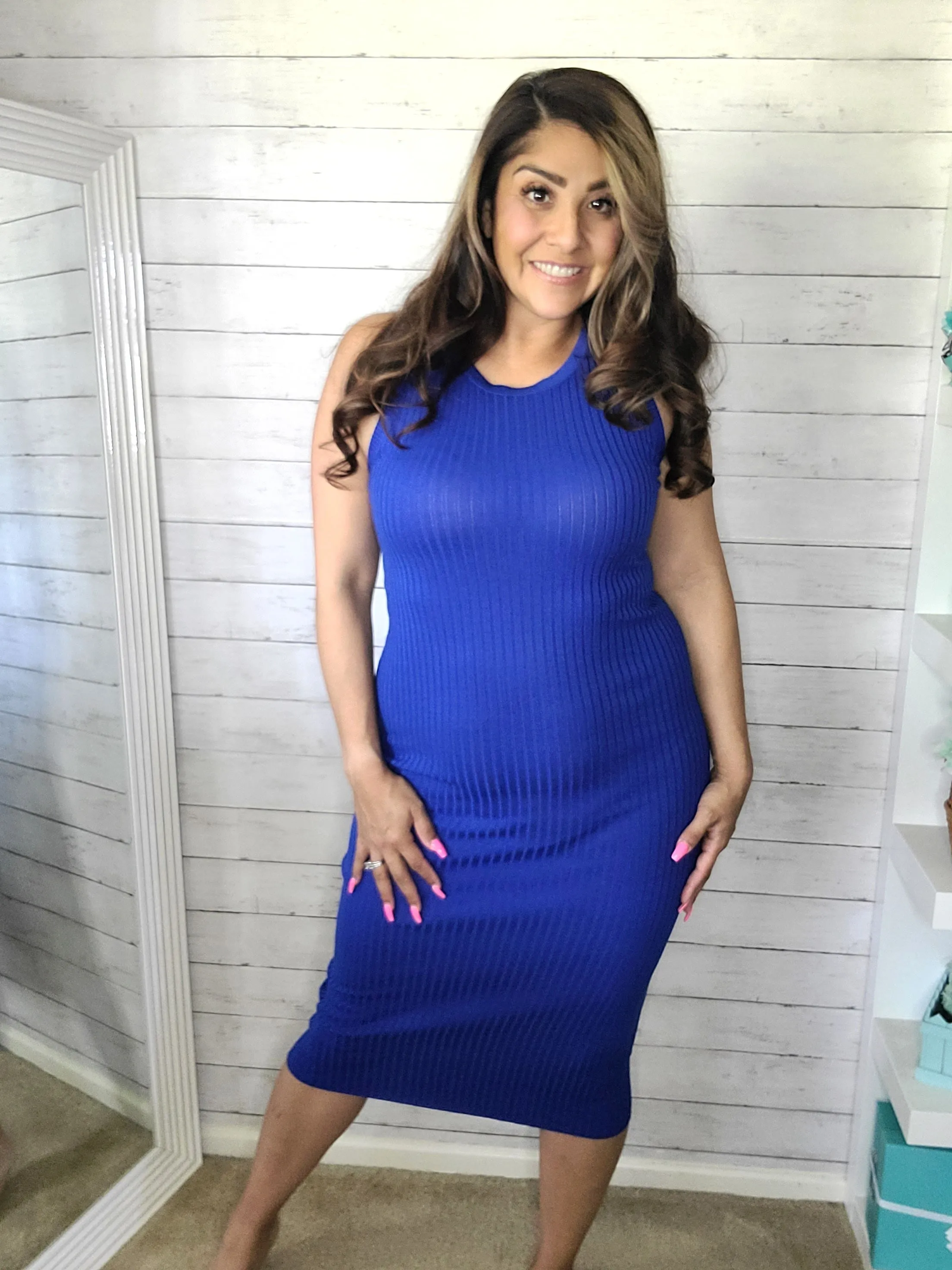 Ribbed Sleeveless Midi Dress