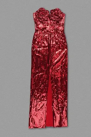 RUBY ROSE - RED FLOWER SEQUINS FORMAL DRESS