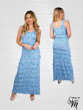 Ruffle Maxi Dress Sleeveless NEW PRINTED - D2211