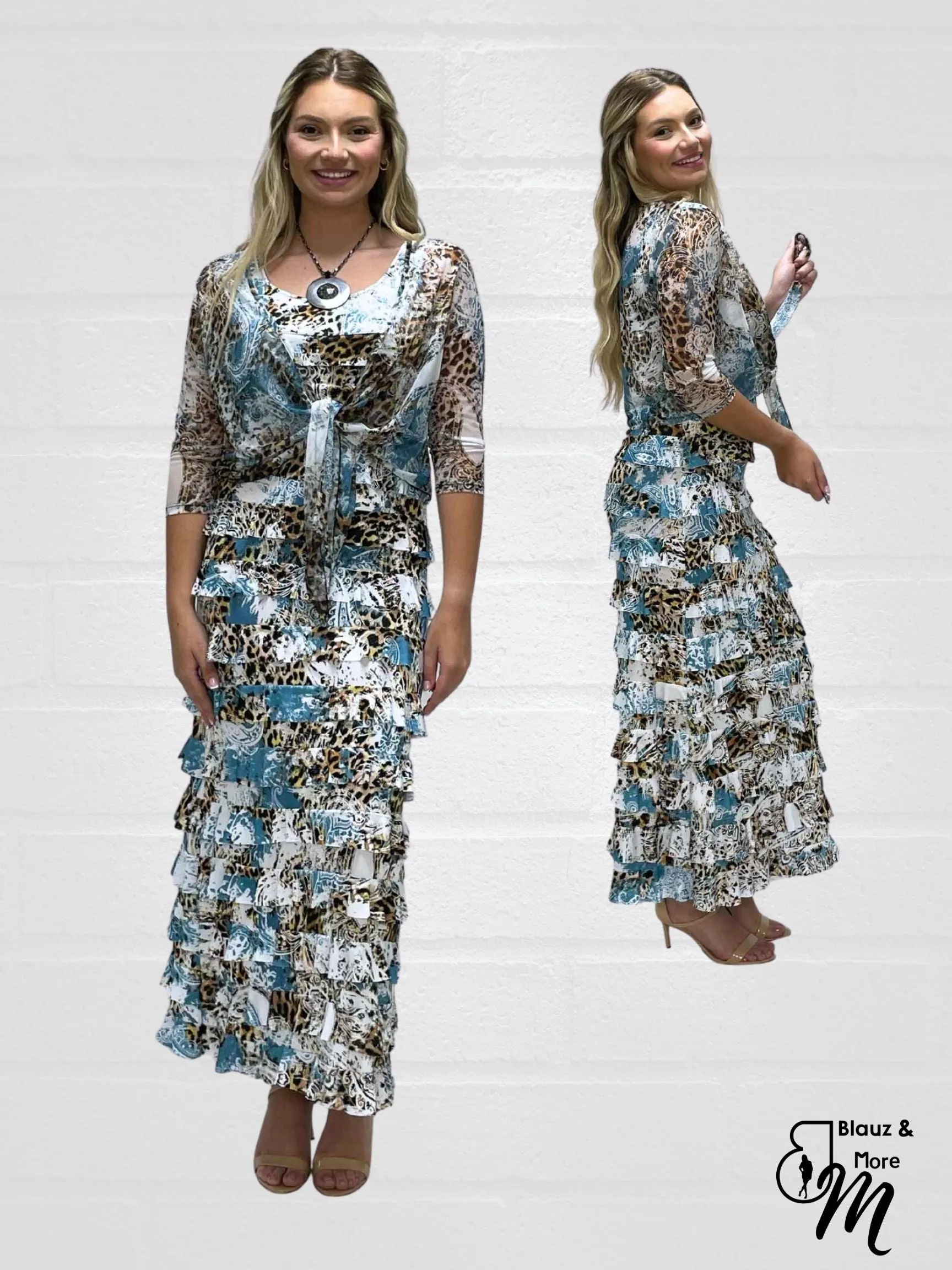 Ruffle Maxi Dress Sleeveless NEW PRINTED - D2211