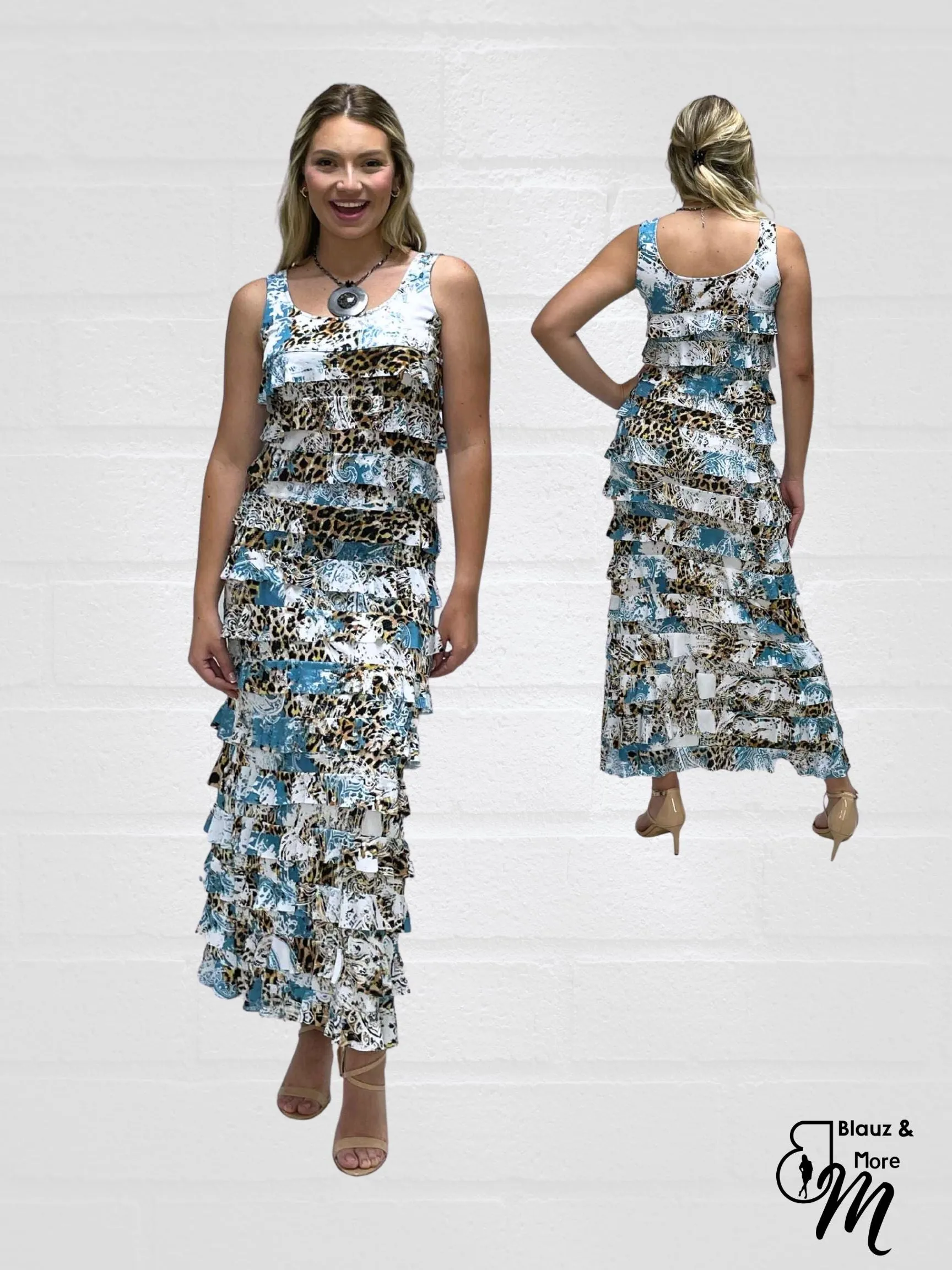 Ruffle Maxi Dress Sleeveless NEW PRINTED - D2211