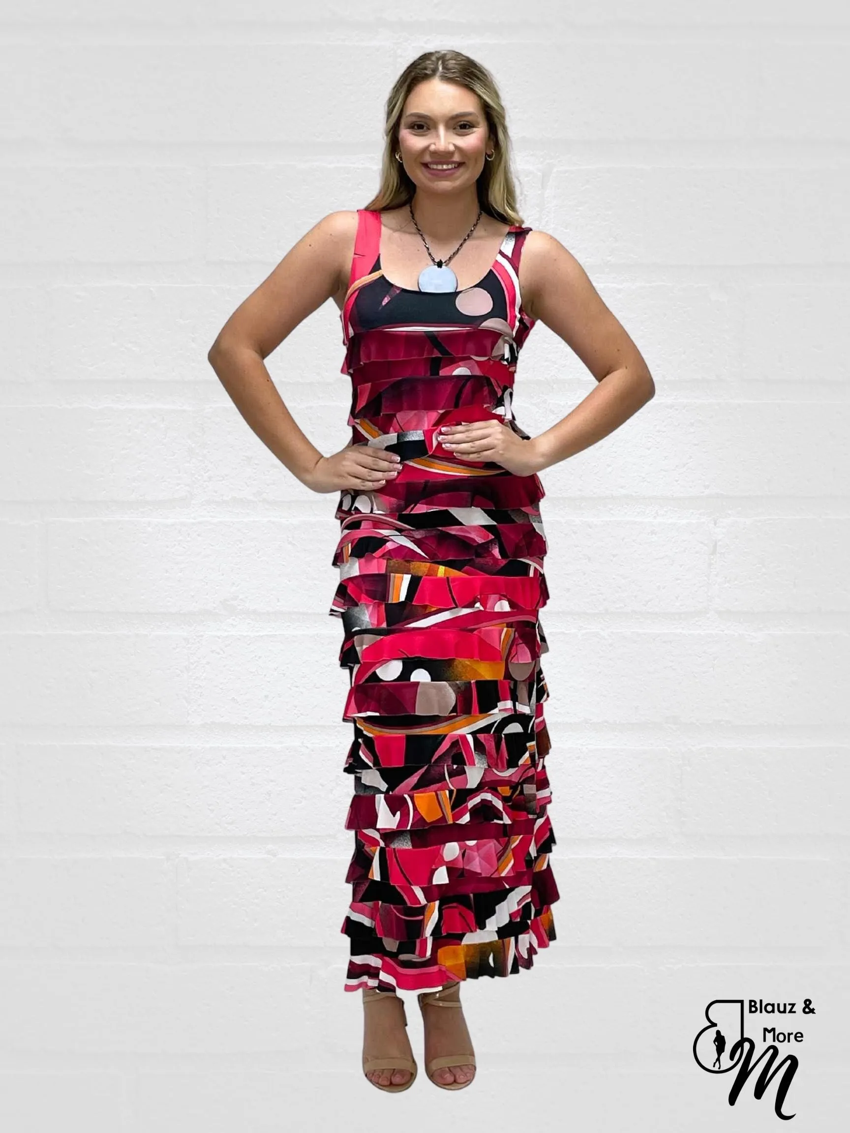 Ruffle Maxi Dress Sleeveless NEW PRINTED - D2211