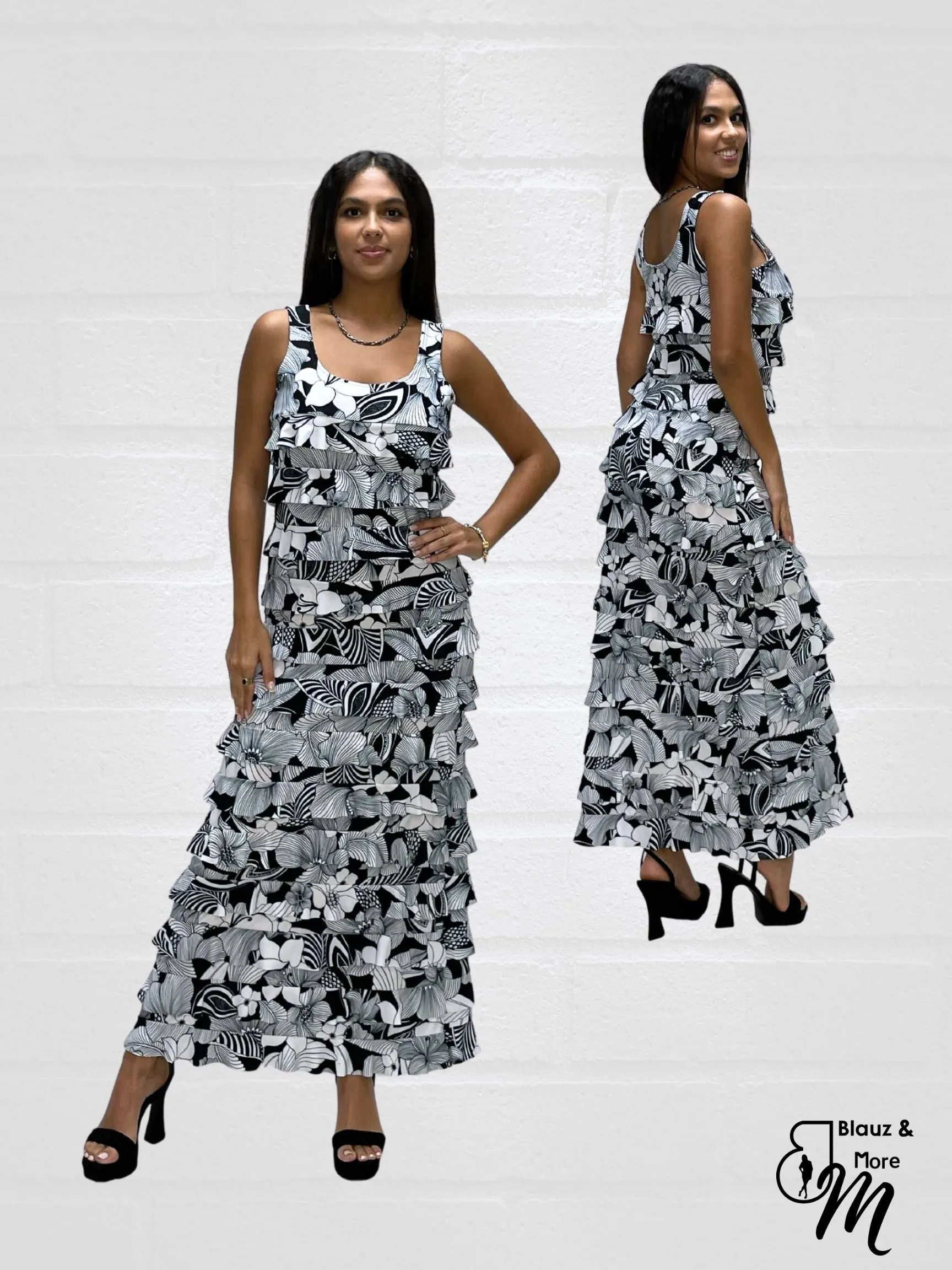Ruffle Maxi Dress Sleeveless NEW PRINTED - D2211