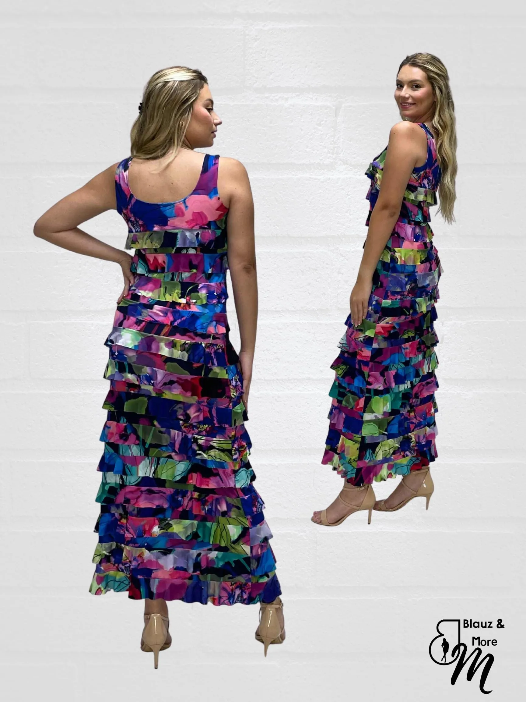 Ruffle Maxi Dress Sleeveless NEW PRINTED - D2211