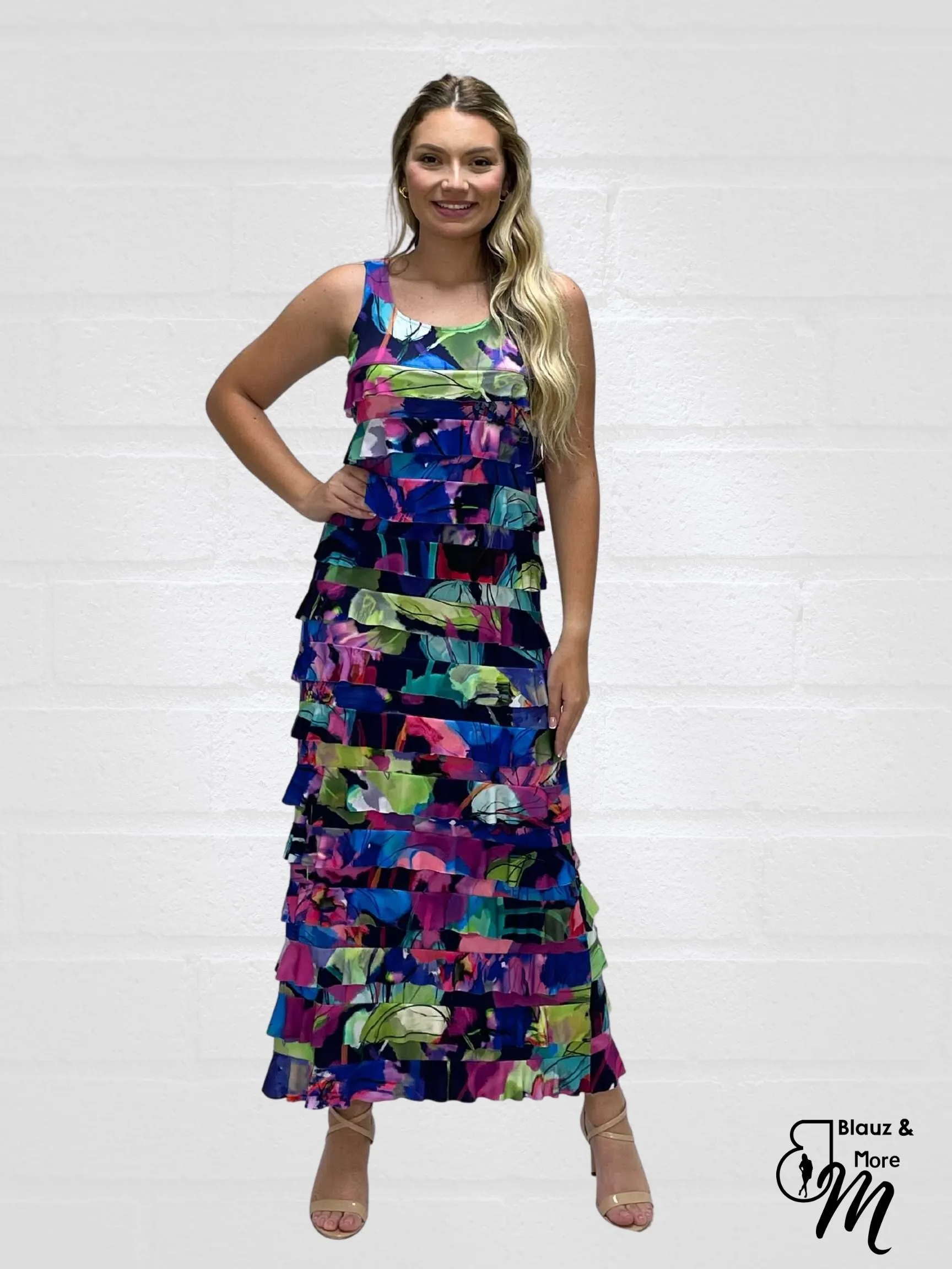 Ruffle Maxi Dress Sleeveless NEW PRINTED - D2211