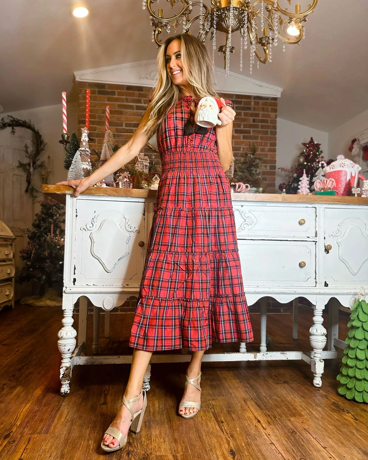 Sail to Sable Mary Midi Dress - Red Tartan