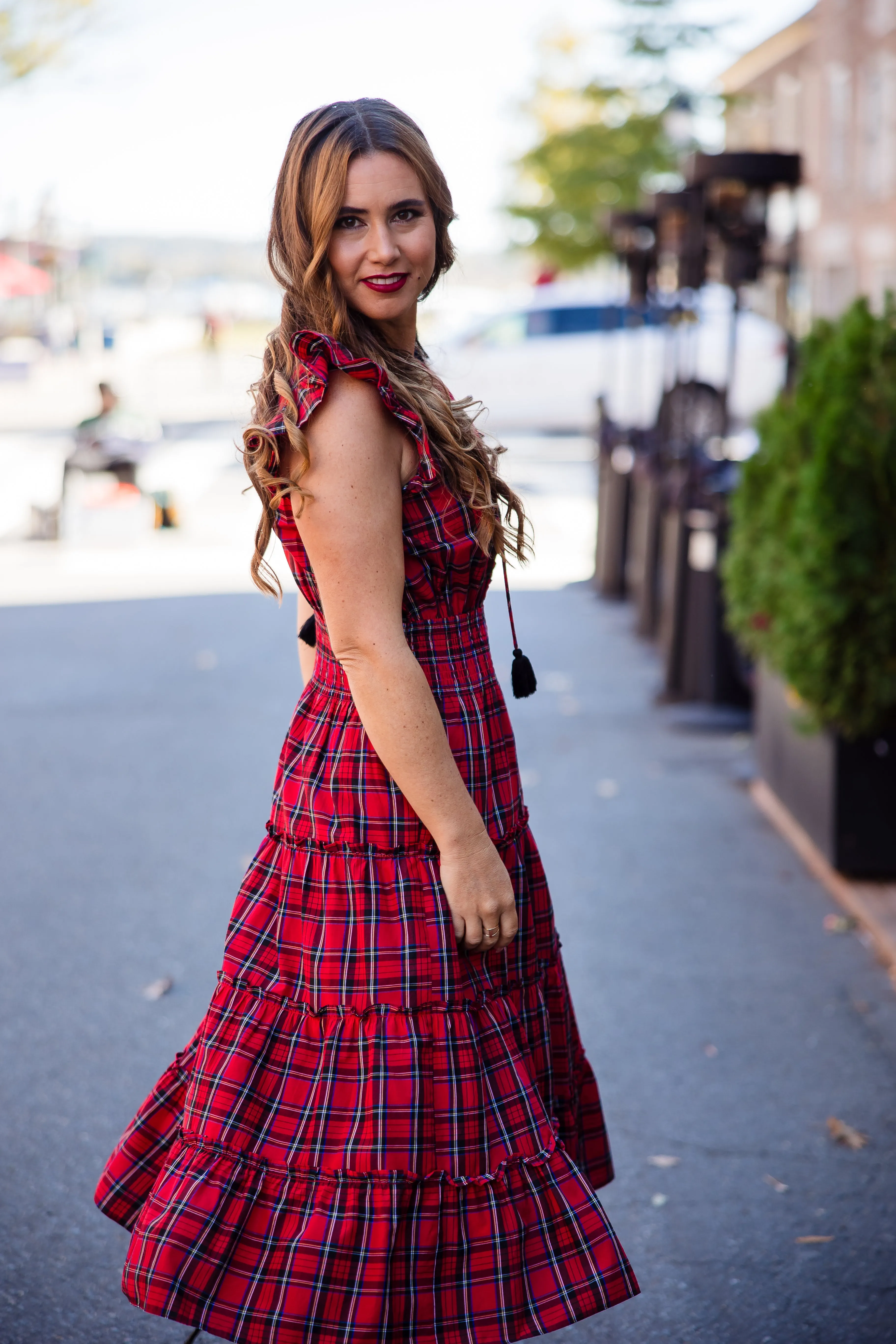 Sail to Sable Mary Midi Dress - Red Tartan