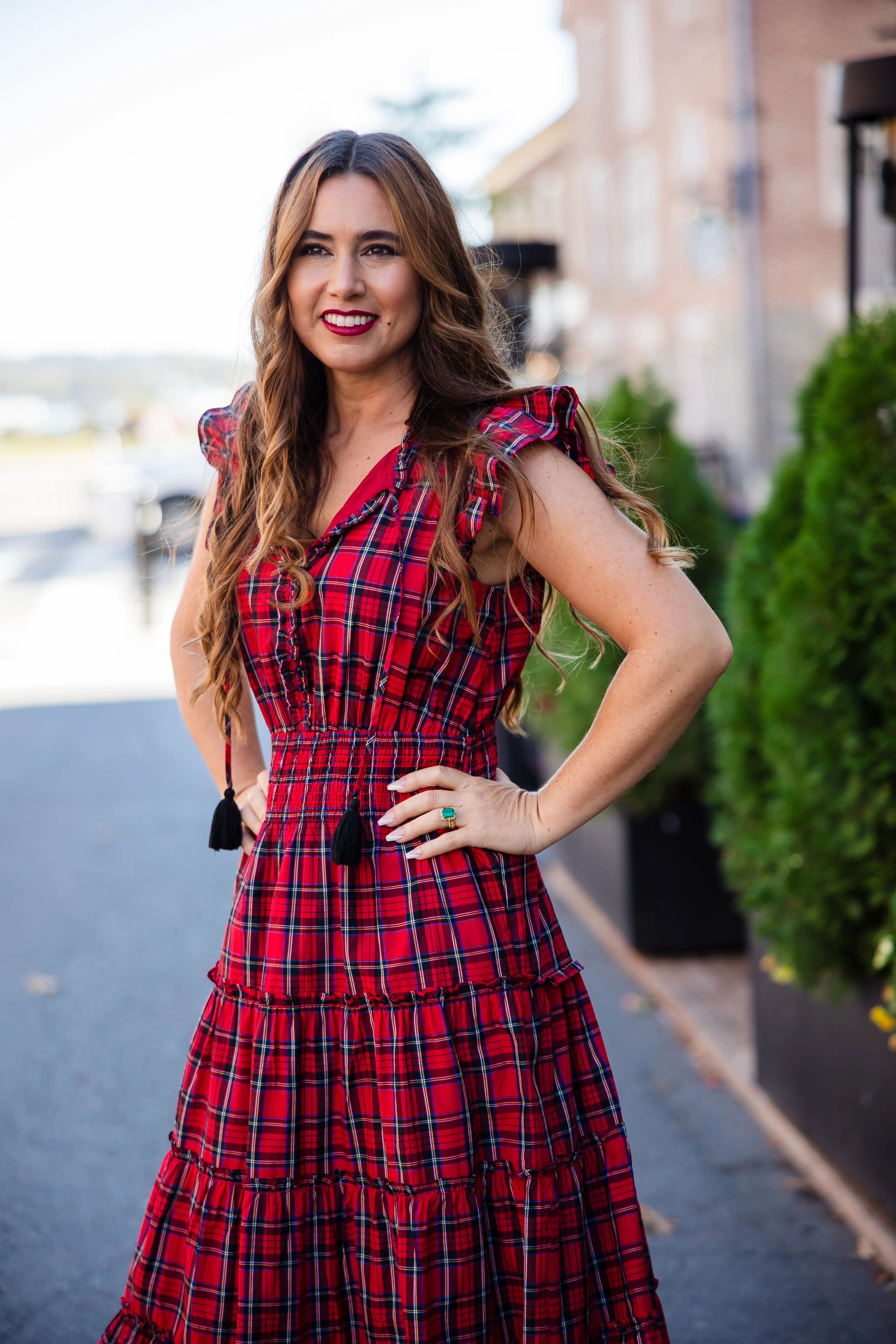 Sail to Sable Mary Midi Dress - Red Tartan