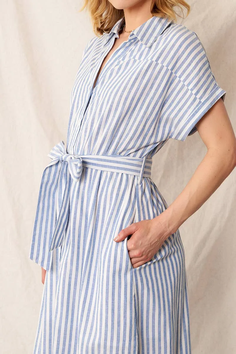Sailor Stripe Midi Shirt Dress