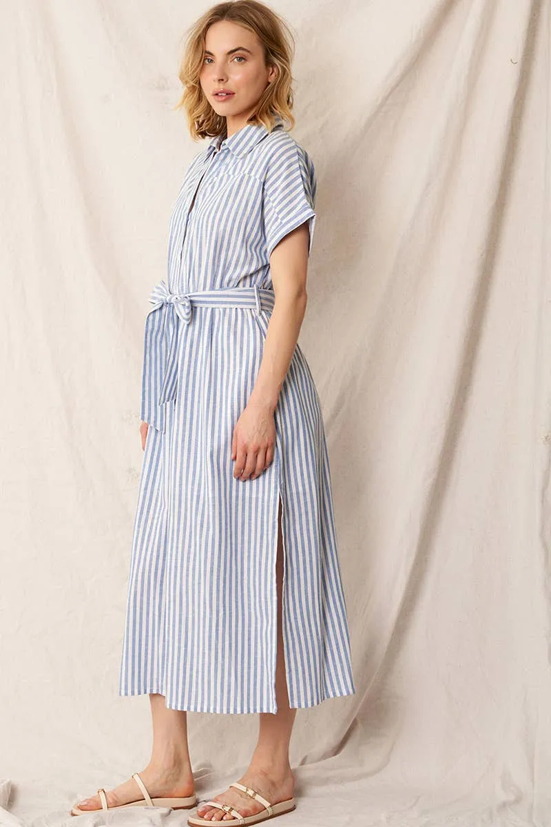 Sailor Stripe Midi Shirt Dress
