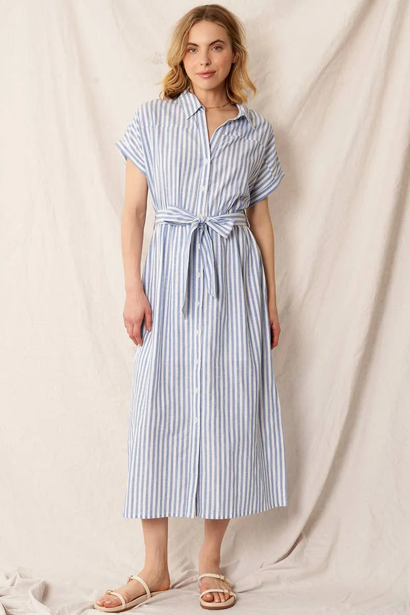 Sailor Stripe Midi Shirt Dress