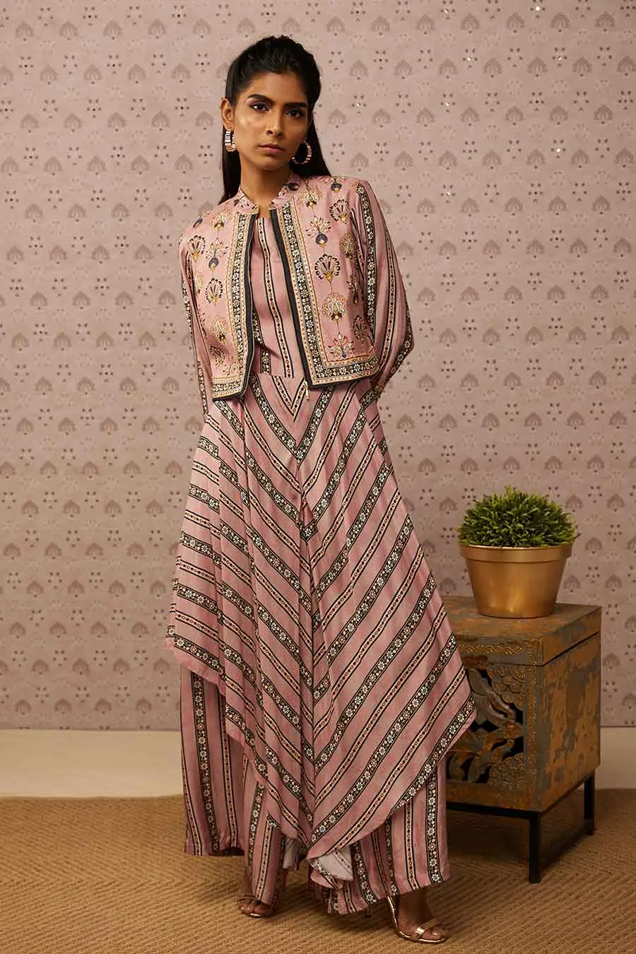 Sarouk Printed Layered Jumpsuit With Jacket