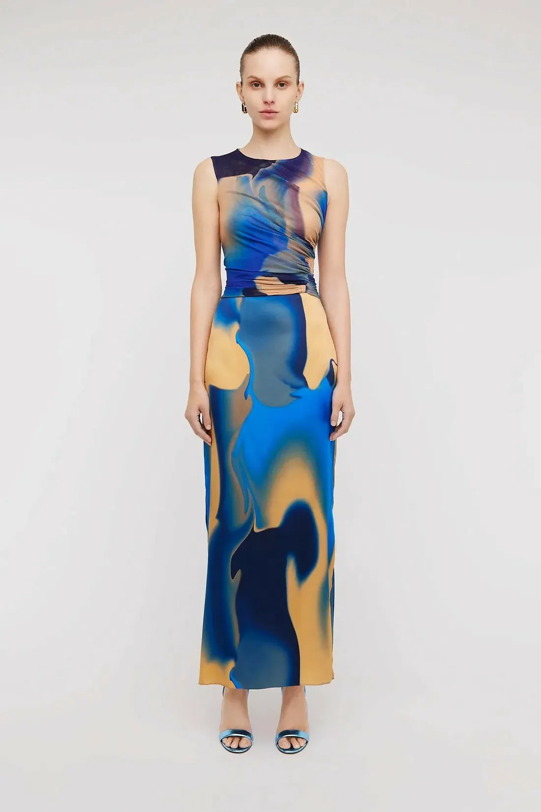 Scanlan Theodore Watercolour Dress Blue Size 8, 10 & 12