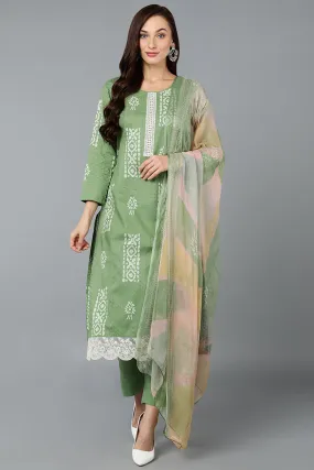 Sea Green Silk Blend Straight Suit Set