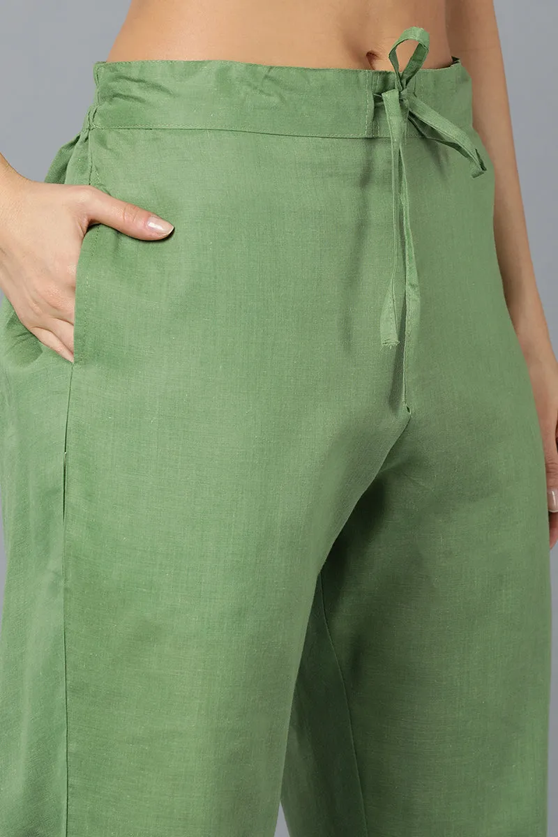 Sea Green Silk Blend Straight Suit Set