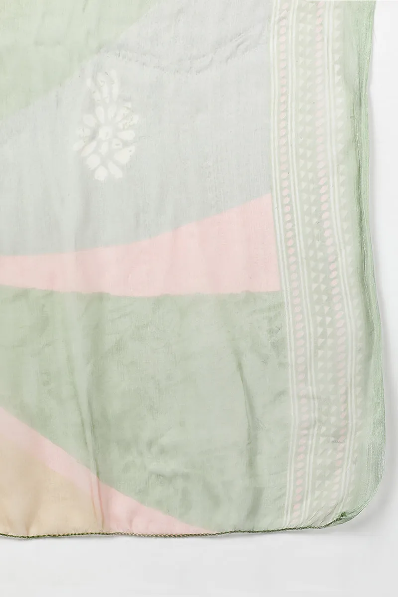 Sea Green Silk Blend Straight Suit Set