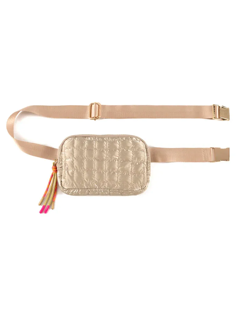 SHI Logan Gold Quilted Belt Bag