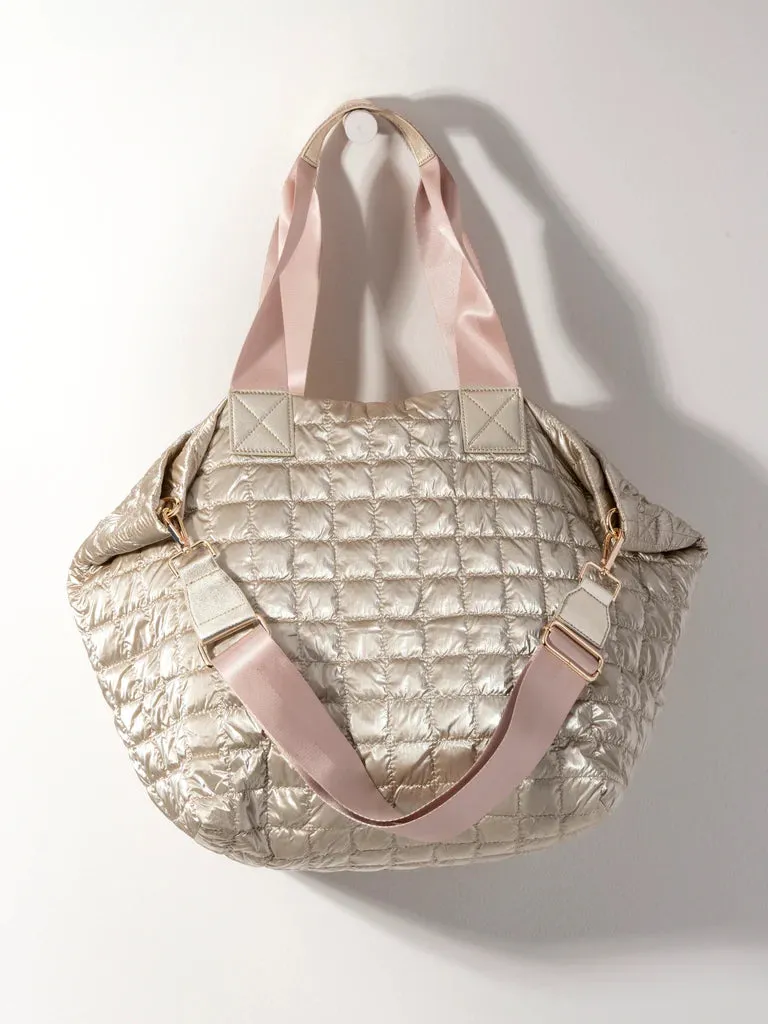 SHI Logan Travel Quilted Tote in Gold