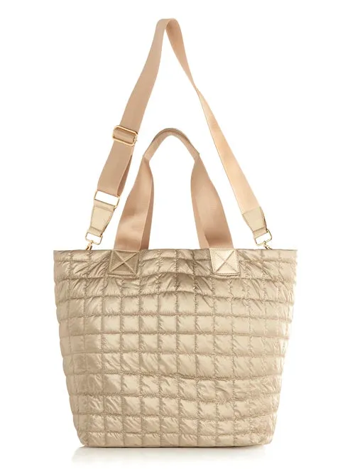 SHI Logan Travel Quilted Tote in Gold