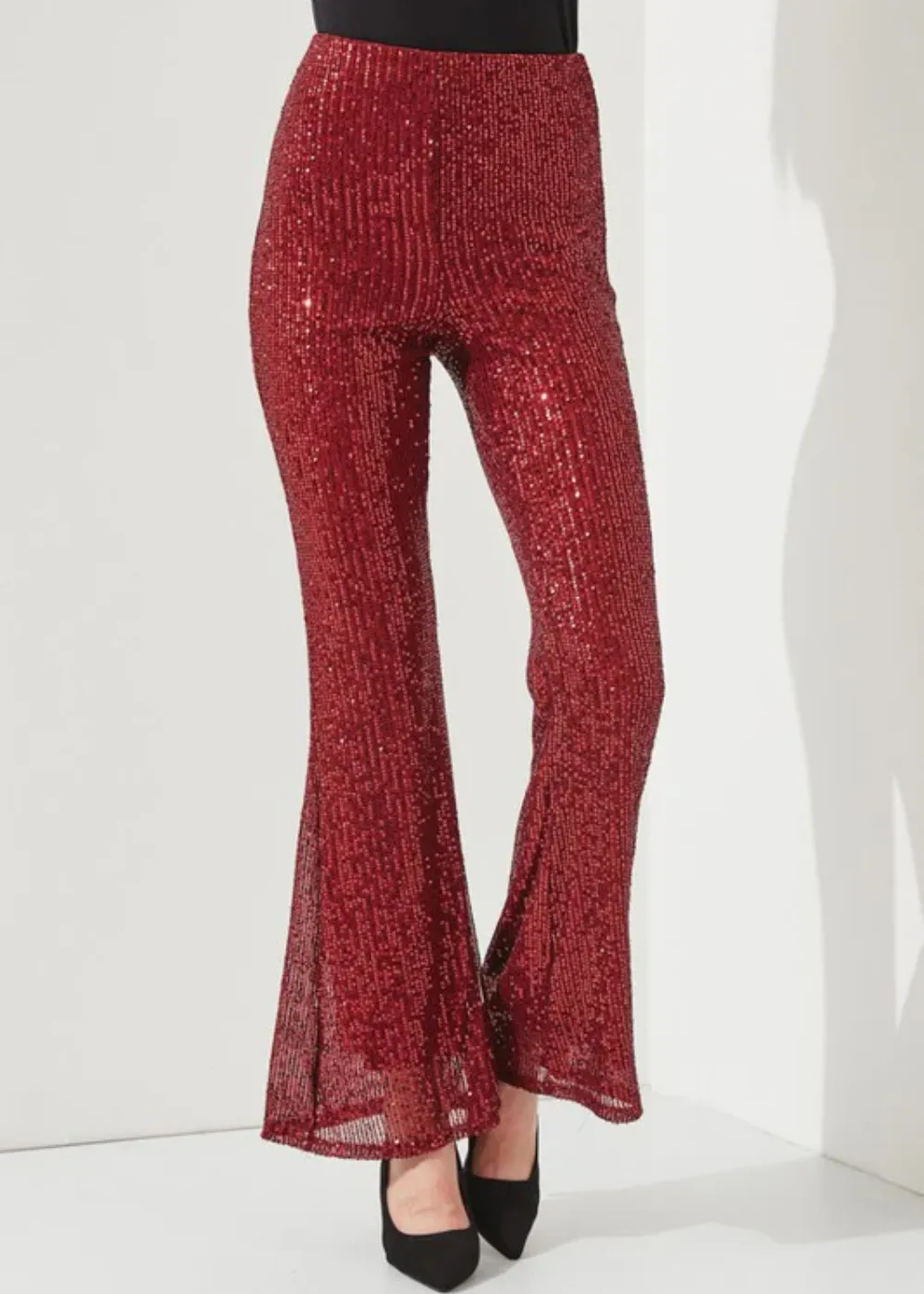 Shine On Sequin Glitter Flare Pants