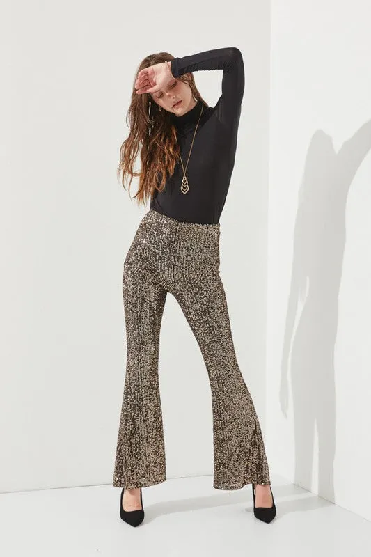 Shine On Sequin Glitter Flare Pants
