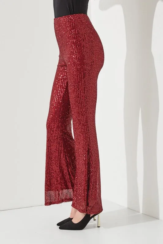 Shine On Sequin Glitter Flare Pants