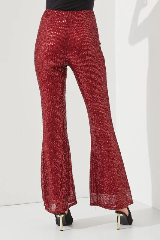 Shine On Sequin Glitter Flare Pants