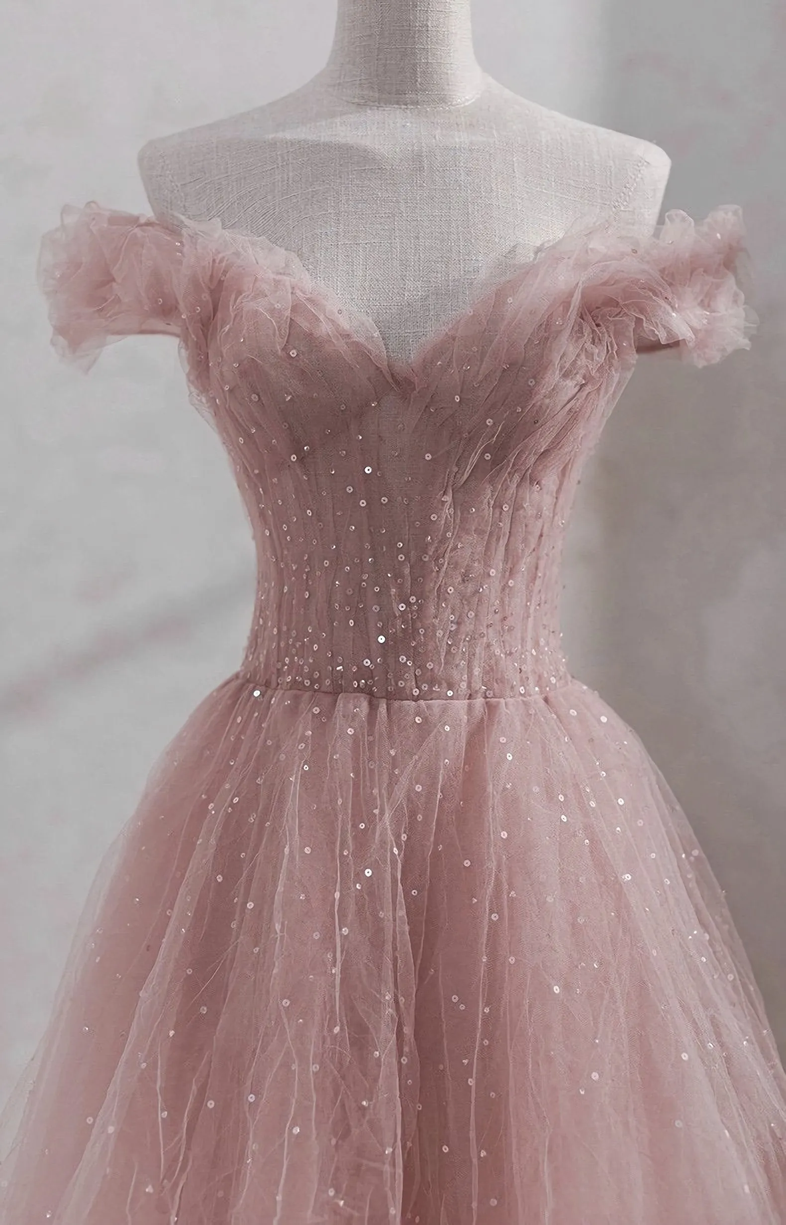 Shiny Party Dress Fairy Midi Dress Pink Prom Dress Custom Made