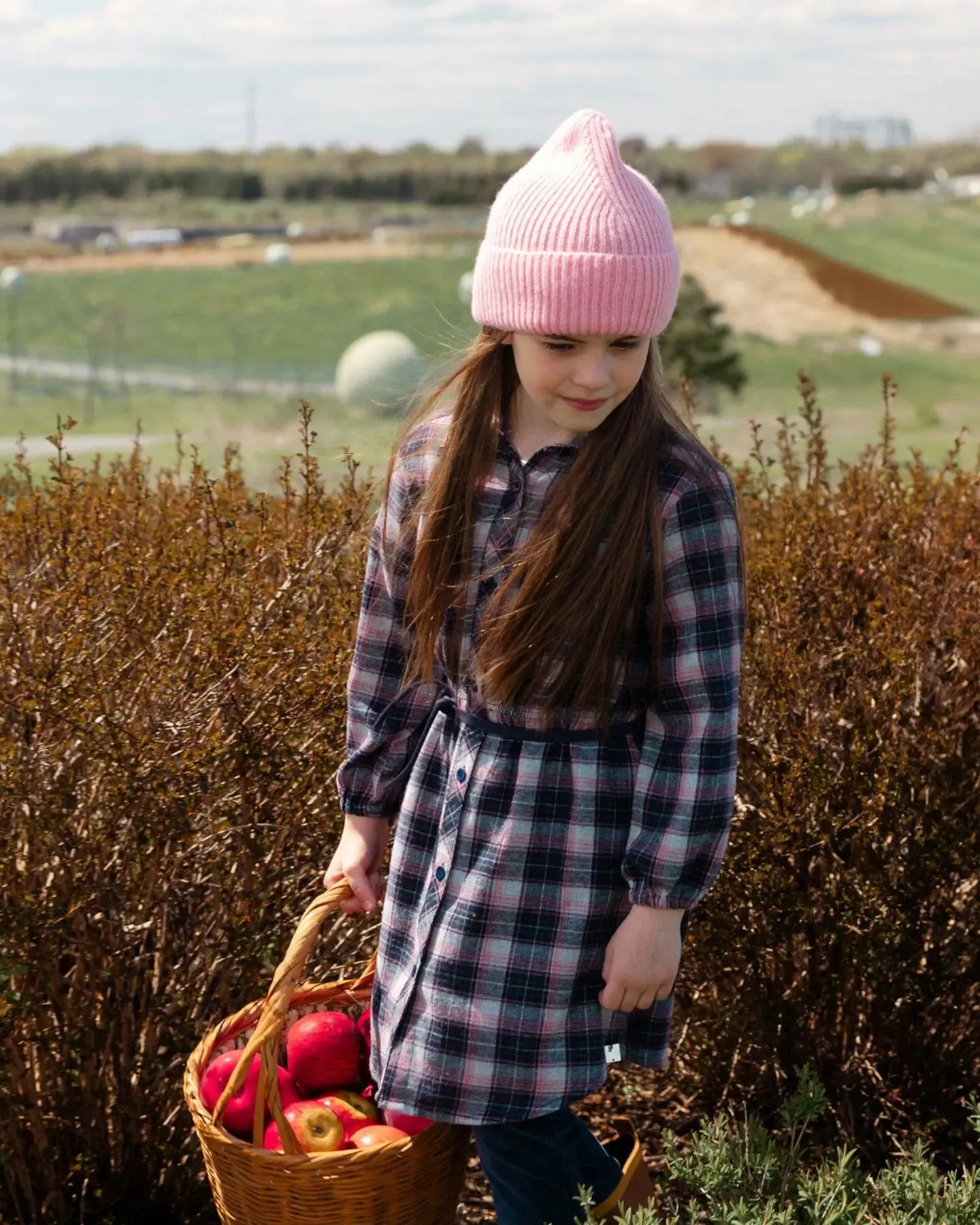 Shirt Flannel Dress With Belt Plaid Navy And Pink