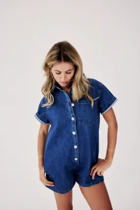Short Sleeve Denim Romper