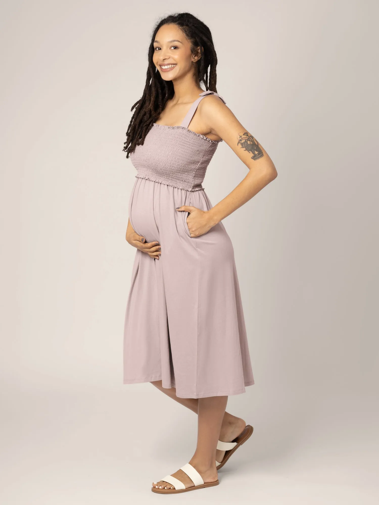 Sienna Smocked Maternity & Nursing Dress | Lilac Stone