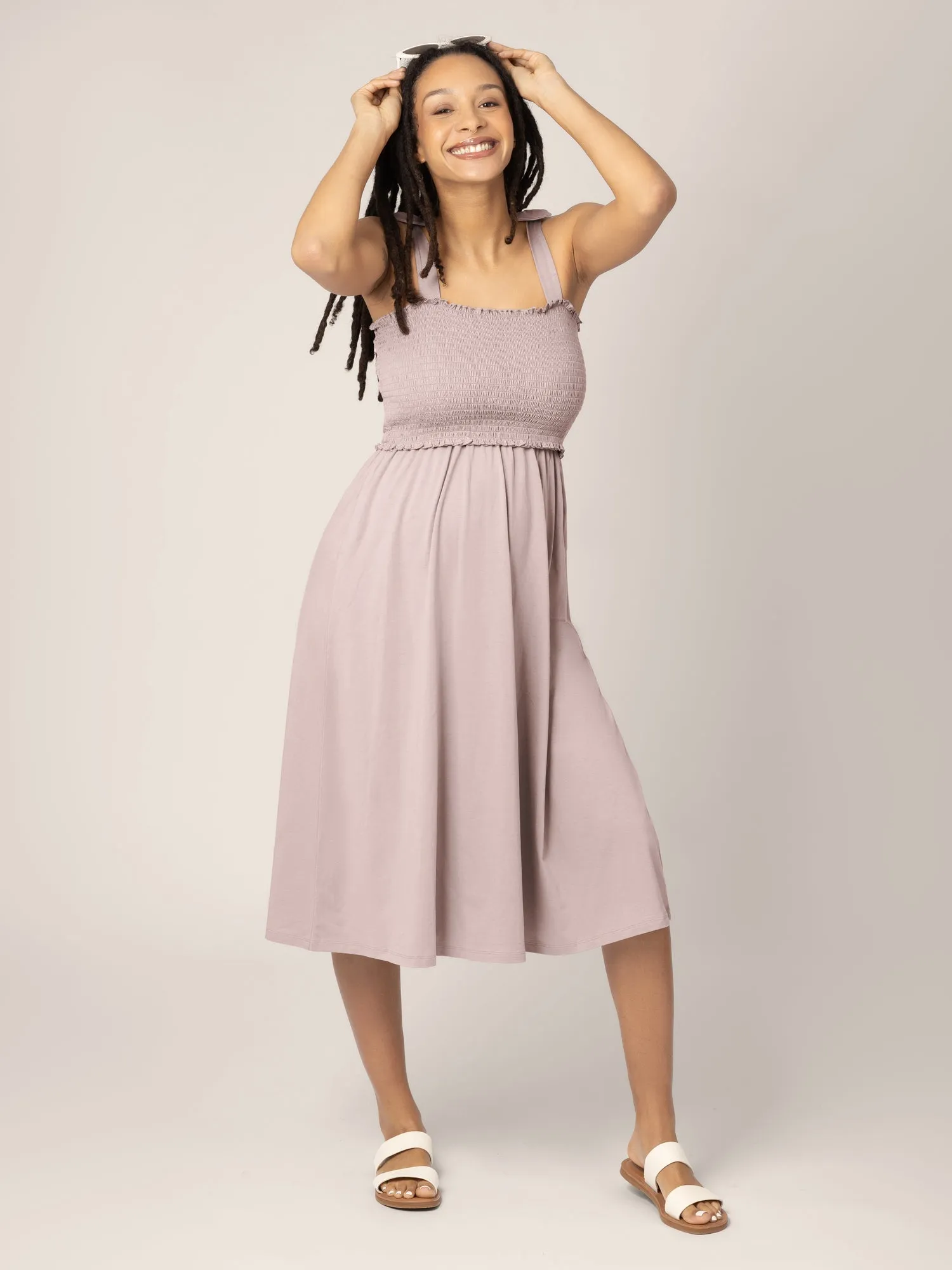 Sienna Smocked Maternity & Nursing Dress | Lilac Stone