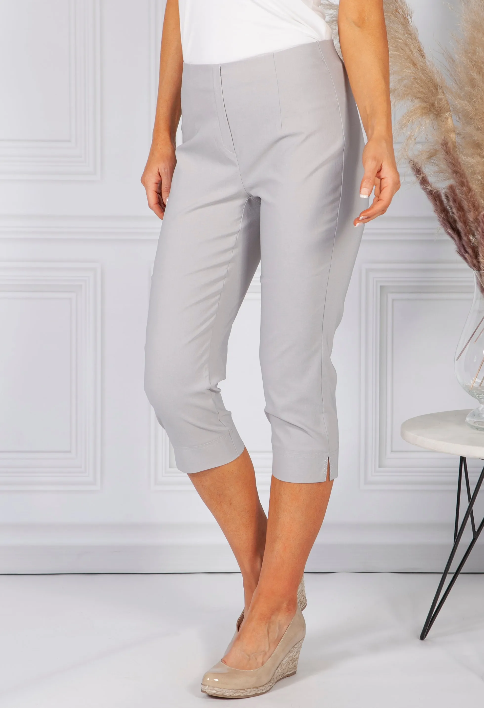 SILVER MAGIC SHAPE CAPRIS WITH DIAMANTE DETAIL