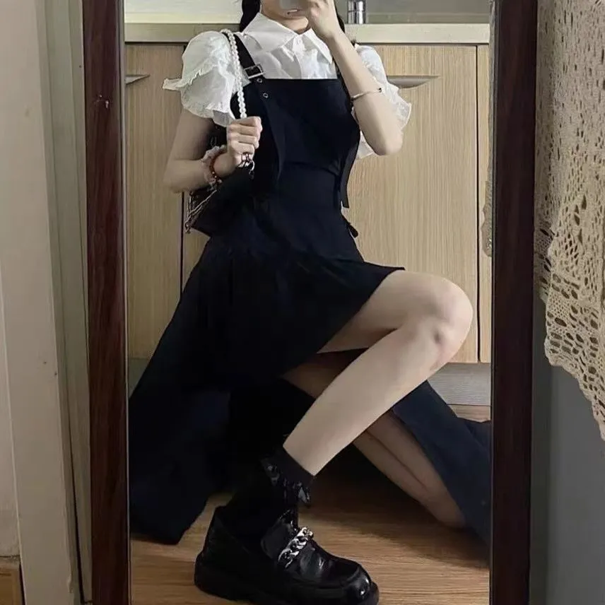 Slim Strap Dress With Shirt