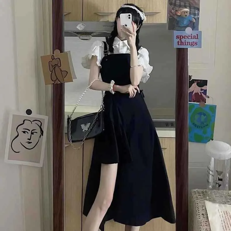 Slim Strap Dress With Shirt