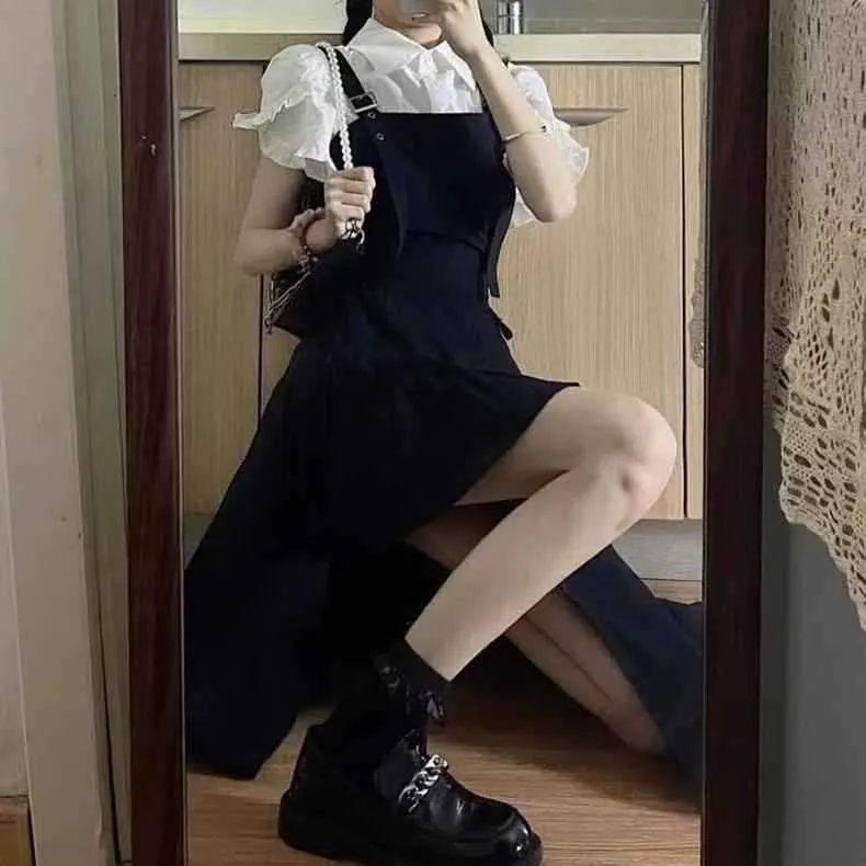 Slim Strap Dress With Shirt